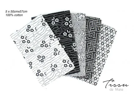 Tissu de Marie Fat Quarter Hvit Visdom 50x57cm - 5 stk