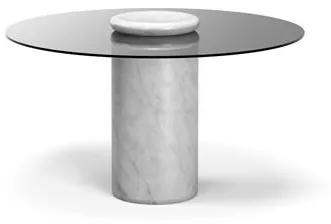 Karakter Castore Spisebord Ø130 Bianco Carrara Marmor/Røykfarget Glass